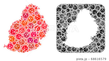 Map of Mauritius Island - Evil Virus Collage with Stencil Map of Mauritius Island - Evil Virus Collage with Stencil 68616579