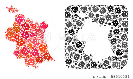 Map of Valencia Province - Virus Mosaic with Hole 68616581
