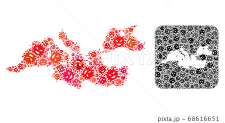 Map of Mediterranean Sea - Flu Virus Mosaic with Empty Space 68616651