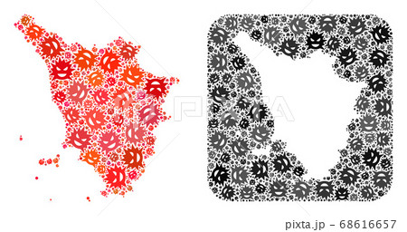Map of Tuscany Region - Pandemic Virus Collage with Subtracted Space Map of Tuscany Region - Pandemic Virus Collage with Subtracted Space 68616657
