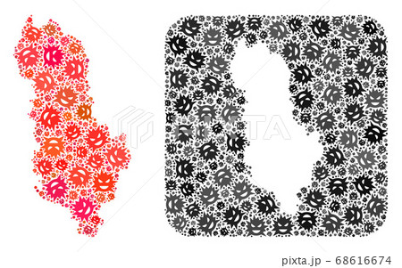 Map of Albania - Evil Virus Collage with Hole 68616674