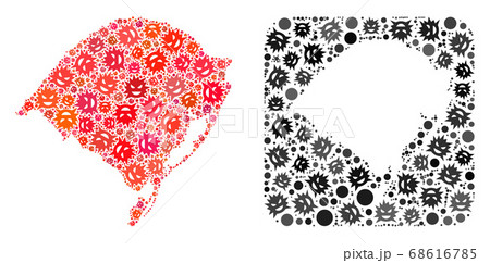 Map of Rio Grande Do Sul State - Flu Virus Mosaic with Subtracted Space Map of Rio Grande Do Sul State - Flu Virus Mosaic with Subtracted Space 68616785