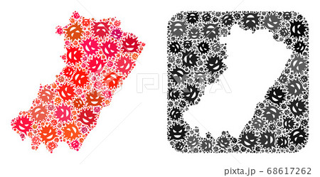 Map of Castellon Province - Pandemic Virus Collage with Hole 68617262