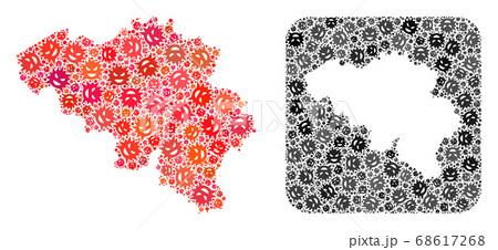 Map of Belgium - Pandemic Virus Collage with Subtracted Space 68617268