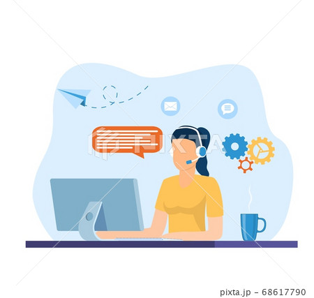 woman with headset woman with headset 68617790