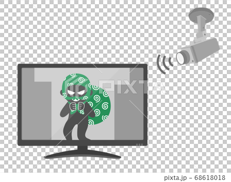防盜的插圖反映在安全攝像機上 防盜的插圖反映在安全攝像機上 68618018