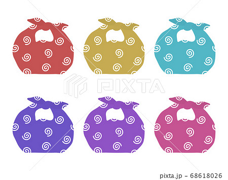 風呂敷のカラーバリエーションイラストセットのイラスト素材
