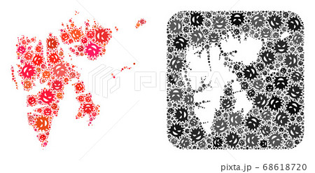 Map of Svalbard Islands - Virus Mosaic with Stencil 68618720