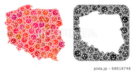 Map of Poland - Pandemic Virus Mosaic with Empty Space 68618748