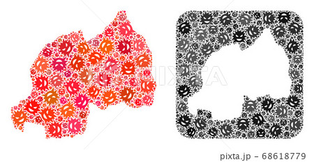 Map of Rwanda - Pandemic Virus Mosaic with Hole Map of Rwanda - Pandemic Virus Mosaic with Hole 68618779