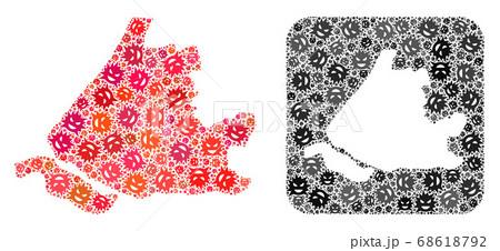 Map of South Holland - Flu Virus Mosaic with Subtracted Space 68618792