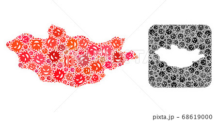 Map of Mongolia - Flu Virus Mosaic with Subtracted Space Map of Mongolia - Flu Virus Mosaic with Subtracted Space 68619000