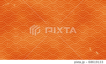 和柄 青海波の背景テクスチャー 橙色 和柄 青海波の背景テクスチャー 橙色 68619133