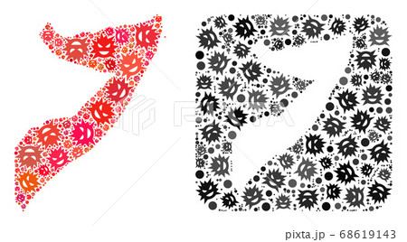 Map of Somalia - Flu Virus Collage with Subtracted Space 68619143