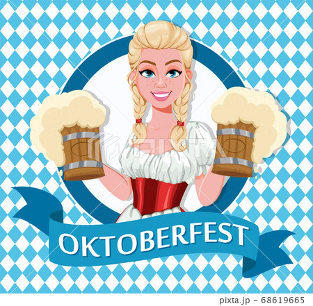 German girl in traditional costume on Oktoberfest 68619665
