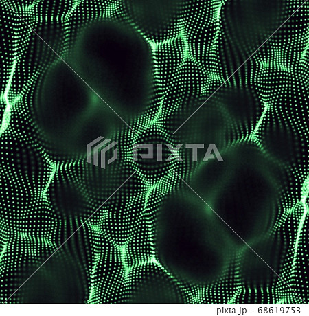 Abstract vector mesh background made of particles. Chaotic light waves. Technological cyberspace background 68619753