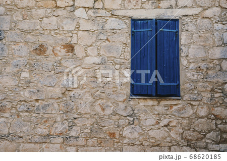 Old Brick Facade With Window in Greek Village 68620185