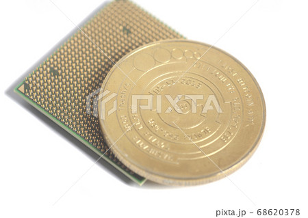 Central processing unit CPU microchip with Golden Central processing unit CPU microchip with Golden 68620378