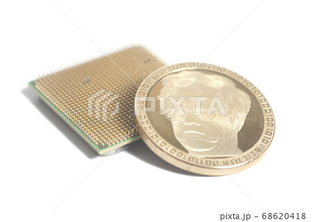 Central processing unit CPU microchip with Golden Central processing unit CPU microchip with Golden 68620418