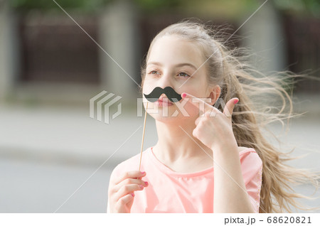 Look at my mustache. Kid long hair happy smile 68620821