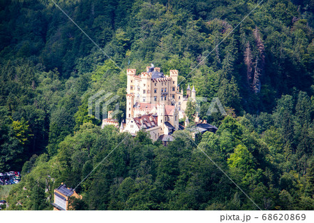 Hohenschwangau castle near fuessen, Bavaria, Germany sunny day 68620869