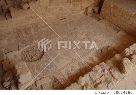 【ヨルダン】マダバ、古代遺跡に残るモザイク画 68624166