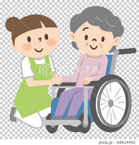 Senior woman in wheelchair and nursing staff 68624492