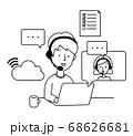 テレワークする人（線画） 68626681