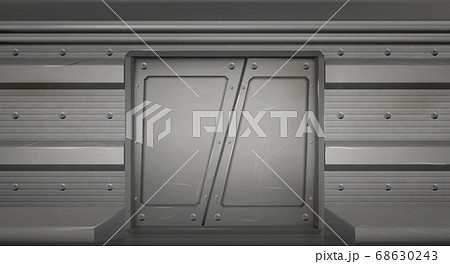 Futuristic metal sliding doors in spaceship Futuristic metal sliding doors in spaceship 68630243