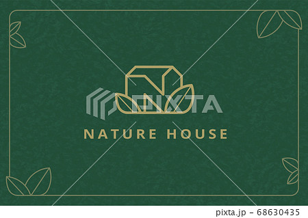 Nature House Thin Line Logo Designのイラスト素材