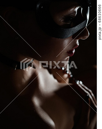 Brunette girl in a cat mask 68630666