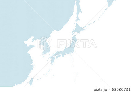 近隣諸国を含む、日本列島の青いドットマップ。　小サイズ。 68630731