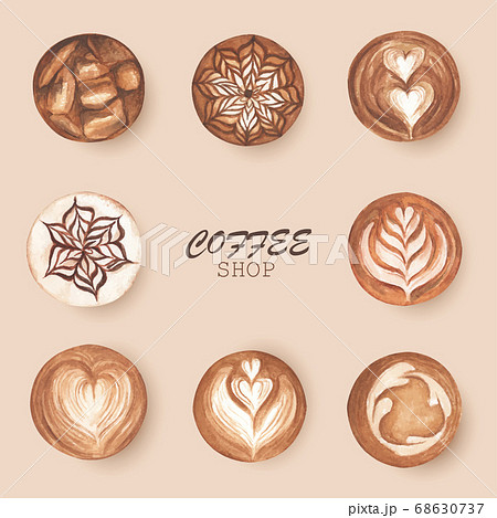 Top view of hot coffee cappuccino latte art foam.  68630737