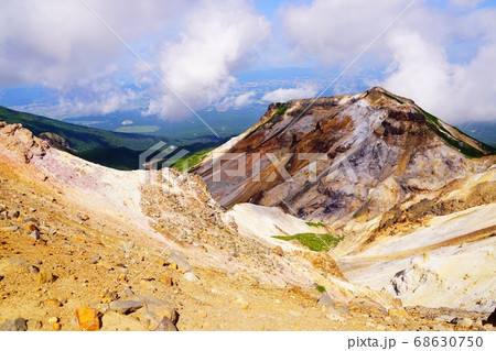 十勝岳　上ホロ避難小屋前から火口方面 68630750