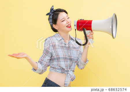 Life style concept, happy shopping time. Young asian woman with shopping bags and cart. 347 68632574