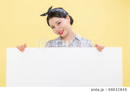 Life style concept, happy shopping time. Young asian woman with shopping bags and cart. 392 68632849