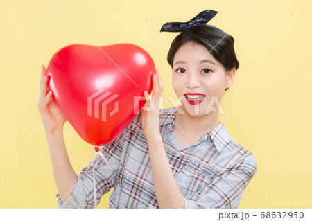 Life style concept, happy shopping time. Young asian woman with shopping bags and cart. 291 68632950