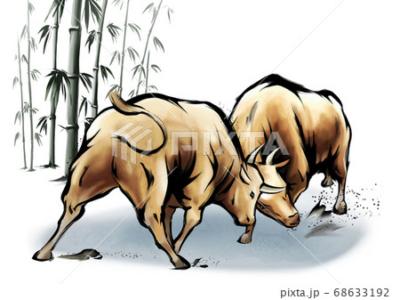New year 2021 of the ox in hand drawn illustration 005 68633192