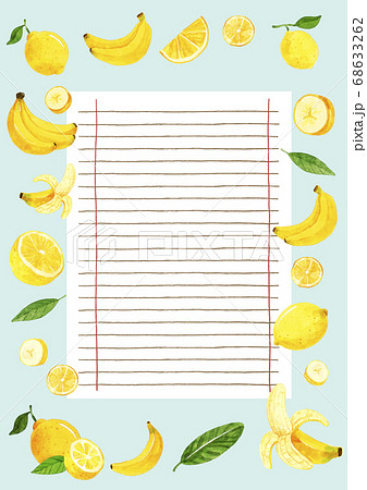 Healthy food and fruits frame background illustration 004 68633262