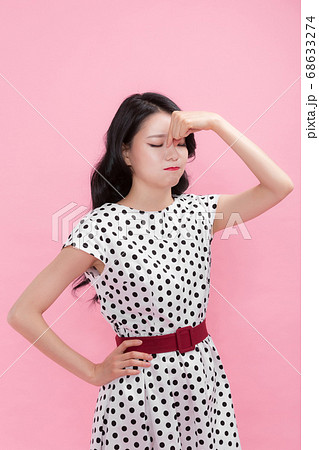 Life style concept, happy shopping time. Young asian woman with shopping bags and cart. 102 Life style concept, happy shopping time. Young asian woman with shopping bags and cart. 102 68633274