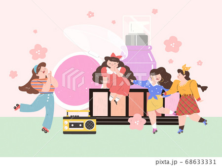 Sale, coupon, banner event design with cartoon characters illustration 009 68633331