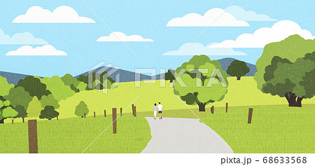 Beautiful summer landscape illustration 001 68633568