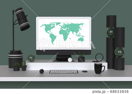 Modern Desk, Workplace for graphic design 002 68633836