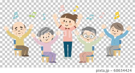 介護施設でレクリエーションを楽しむ高齢者 介護施設でレクリエーションを楽しむ高齢者 68634424