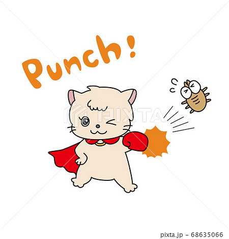 ウィンクして害虫（ダニ）をやっつける猫（茶色） 68635066