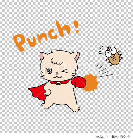 ウィンクして害虫（ダニ）をやっつける猫（茶色） 68635066