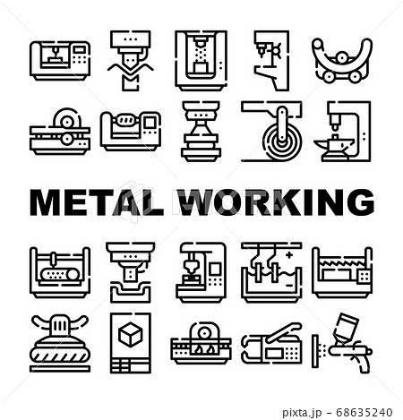Metal Working Industry Collection Icons Set Vector 68635240