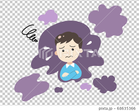 男性　不安　悩む　モヤモヤ 68635366