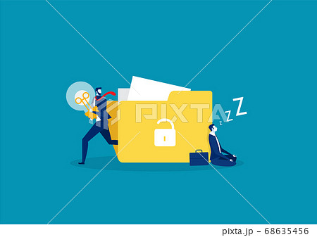 businessman sleeping or Tired creating an idea and running away with a bulb in his hands. Vector flat illustration. businessman sleeping or Tired creating an idea and running away with a bulb in his hands. Vector flat illustration. 68635456