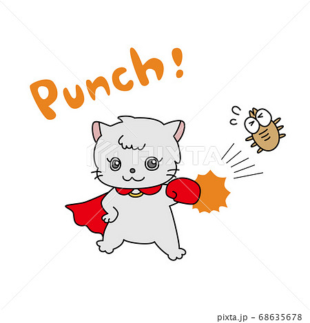 害虫（ダニ）をやっつける猫（グレー） 68635678